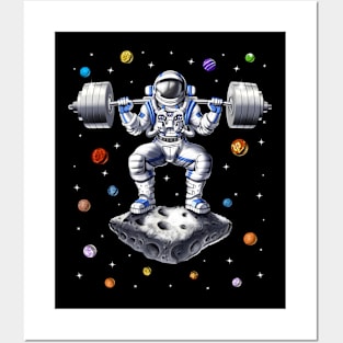 Astronaut Fitness Squats Posters and Art